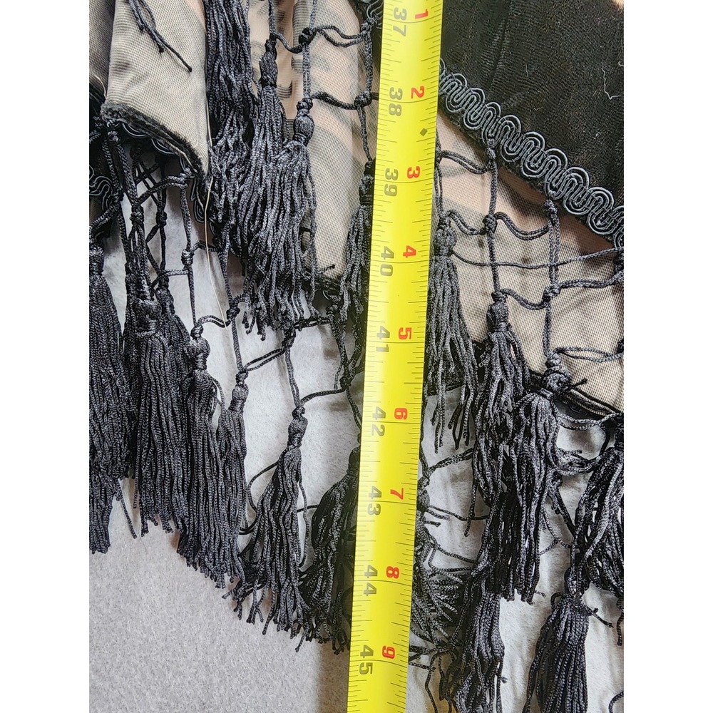 Free People OS Burnout Velvet Kimono Fringe Floral Wrap Black Pink Oversized NWT - Picture 10 of 13